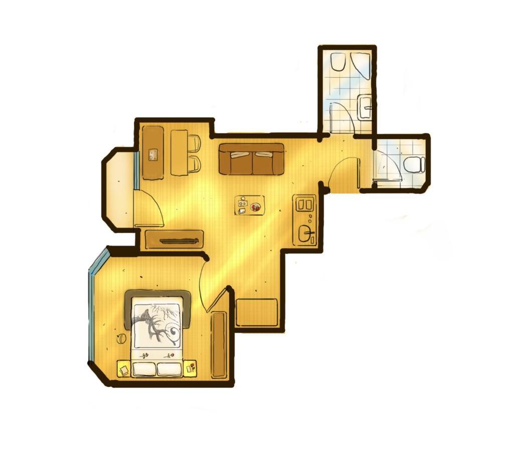 Apartment mit 2 Zimmern und Balkon