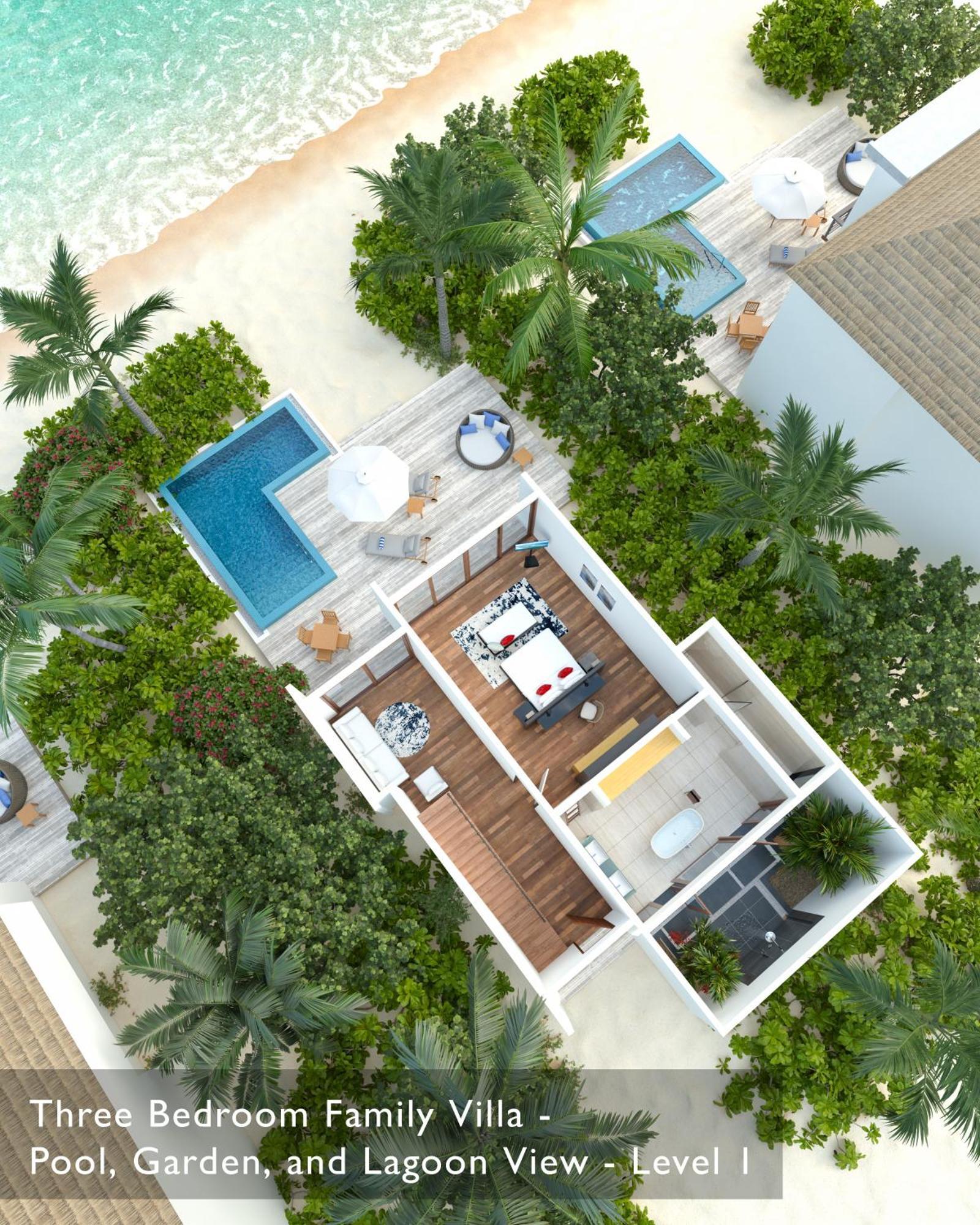 Maisonette-Villa mit 3 Schlafzimmern mit eigenem Pool, kostenlosem Zugang zur VIP-Lounge des Wasserflugzeugs bei der Ankunft und 50 USD Guthaben für das Spa + Kinder übernachten und essen kostenlos