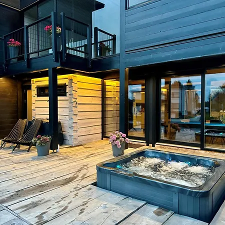 Arctic Luxury Log House With The River View-3