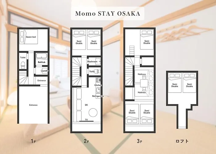 Momo 小路駅まで徒歩2分 難波駅日本橋駅直通 最大18名様宿泊可 一軒家貸切 無料駐車場付き Ōsaka