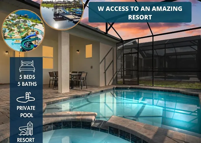 5Br/5Ba Home & Storey Lake Water Park Amenities Kissimmee