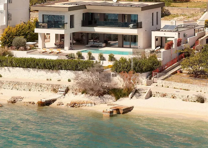 Beachfront Villa Malia Near Trogir With Heated Pool & Jacuzzi